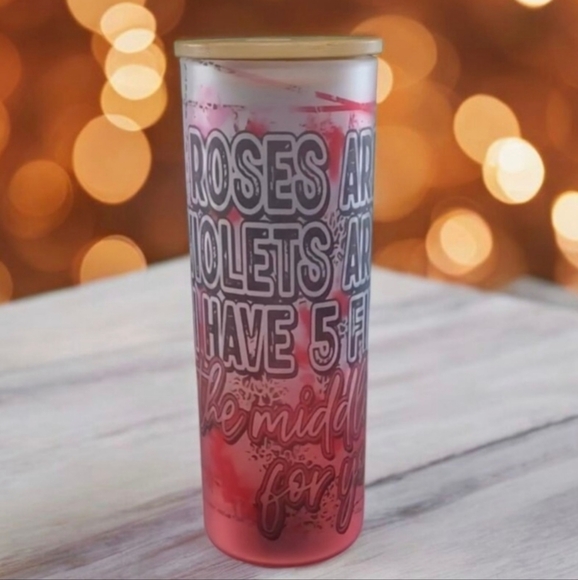 I have 5 fingers the middle one's for you 20oz Gradient Red Glass Tumbler 🎉sale - Picture 1 of 13